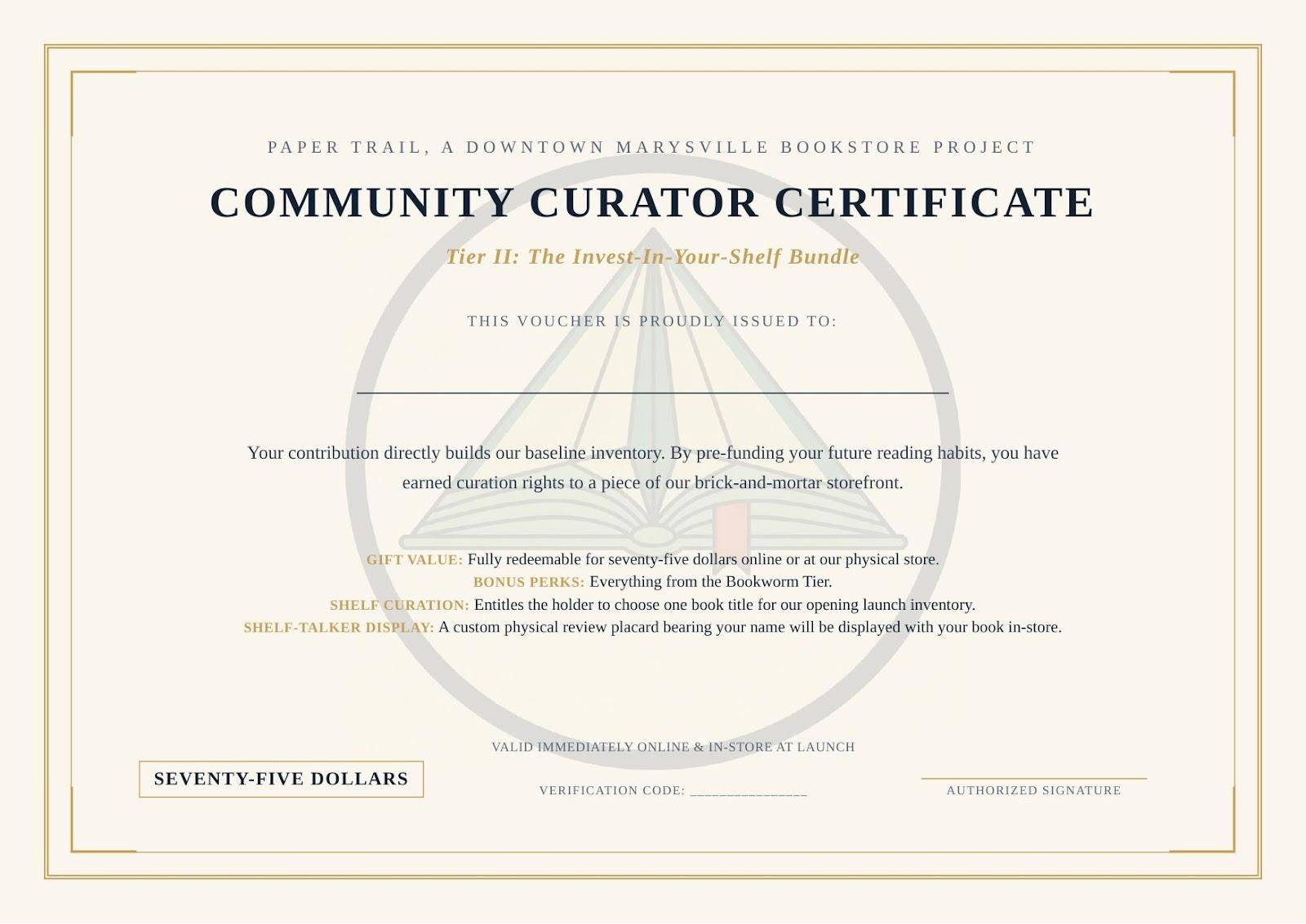 Tier II Community Curator Certificate